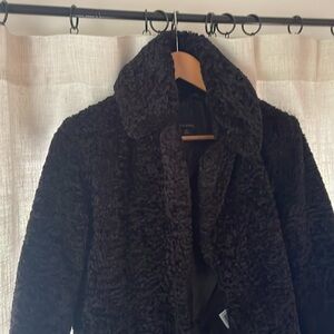 Banana Republic black faux fur/teddy coat XS